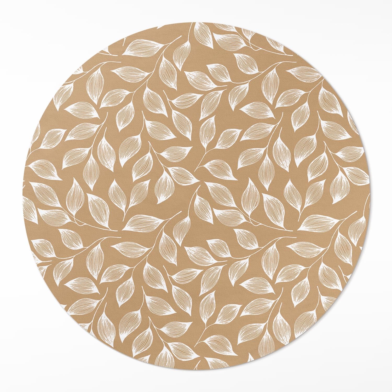Tapis vinyle rond ø120 cm motif brindilles et feuilles pour deco sol salon