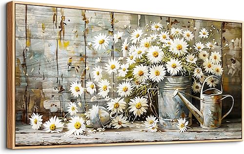Miniatura 2 de PHAOHUAXM Lienzo grande para pared de sala de estar, impresión de obras de arte retro de flores blancas para comedor, dormitorio, baño, cocina,