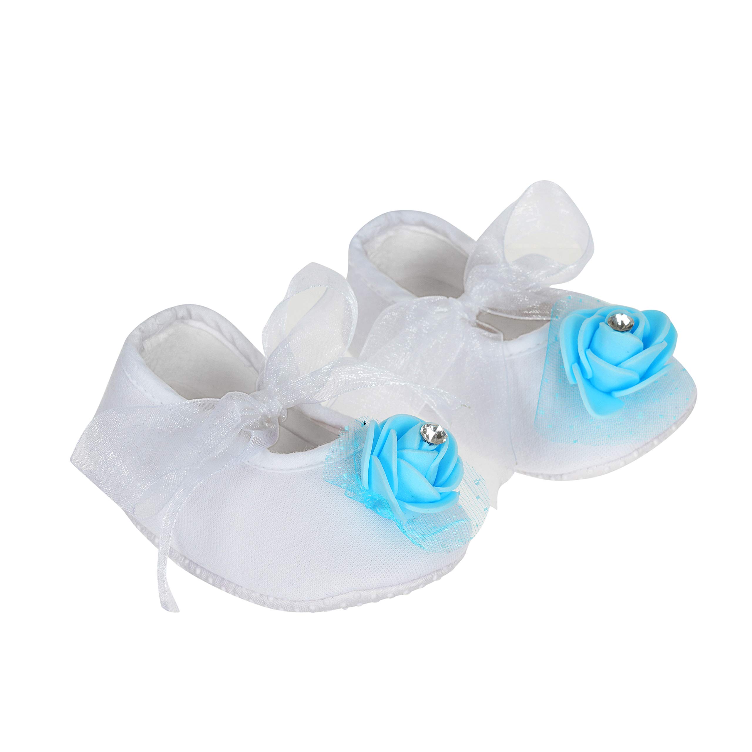 Ribbon Closure White Booties with Rose Flowers for Baby Girl & Boy-image-36