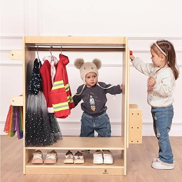 Kids Dress Up Center, Pretend Play Closet, Clothes Rack w/Mirror