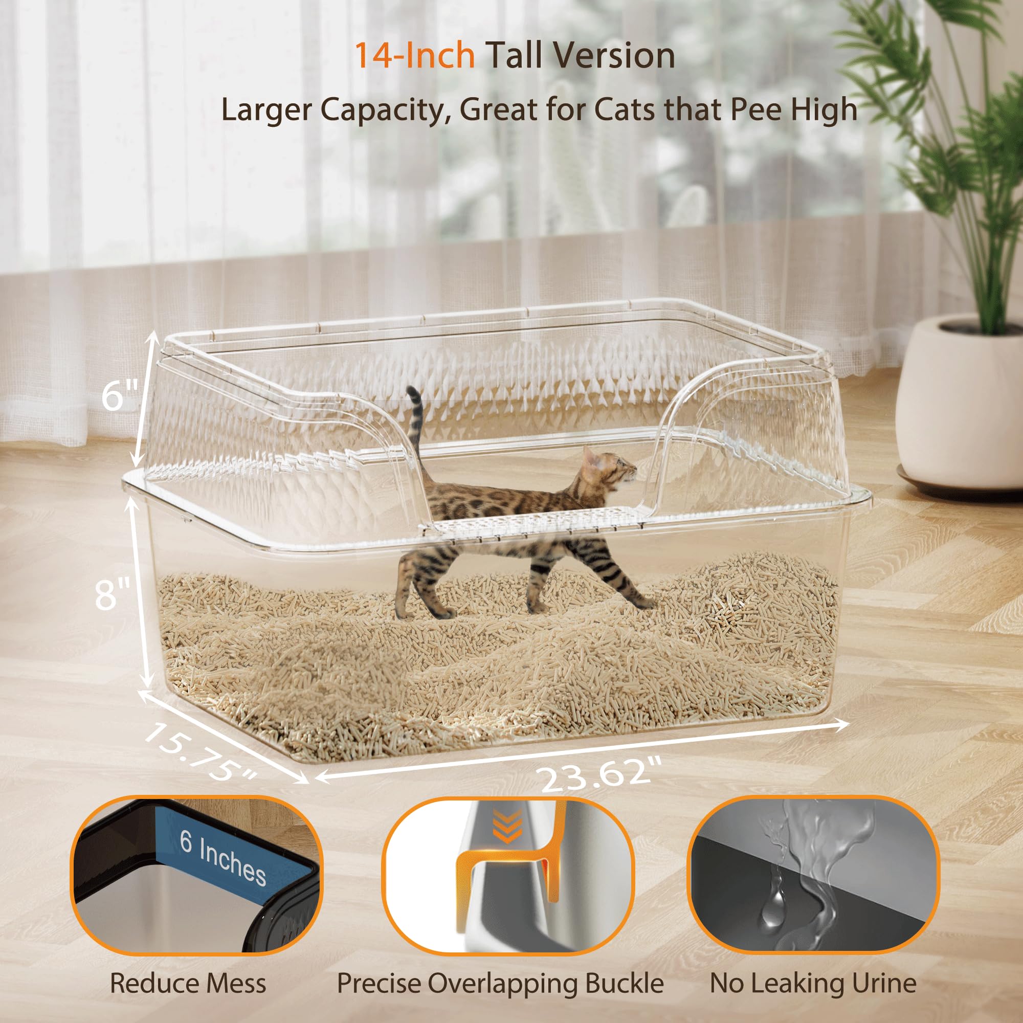 XL Extra große Stahltoilette 35,1 cm H transparent schwarz