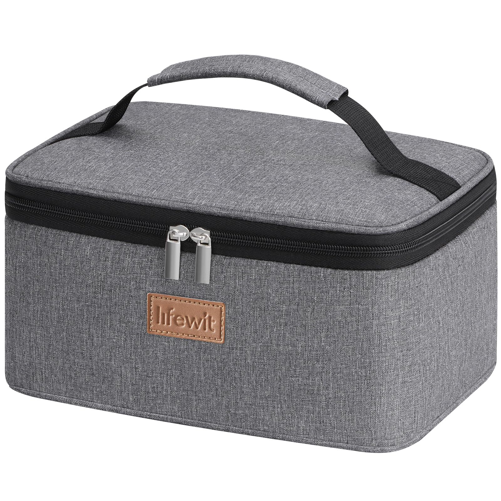 Deosk Borsa Portapranzo Isotermica Riutilizzabile, Piccola, Grigia, Con Tasca E Manico Staccabile, Per Uomo, Donna, Scuola, Lavoro, Picnic - 2