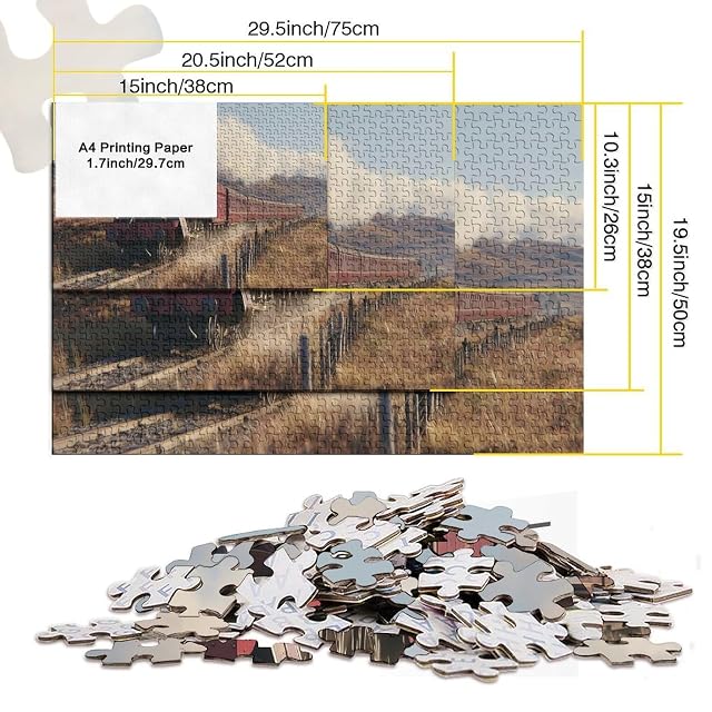 Foto 5 de 8 de 1000pcs (75x50cm) Rompecabezas para Adultos Y Adolescentes Locomotora de vaporJuegos Hechos DIY,Páramos…