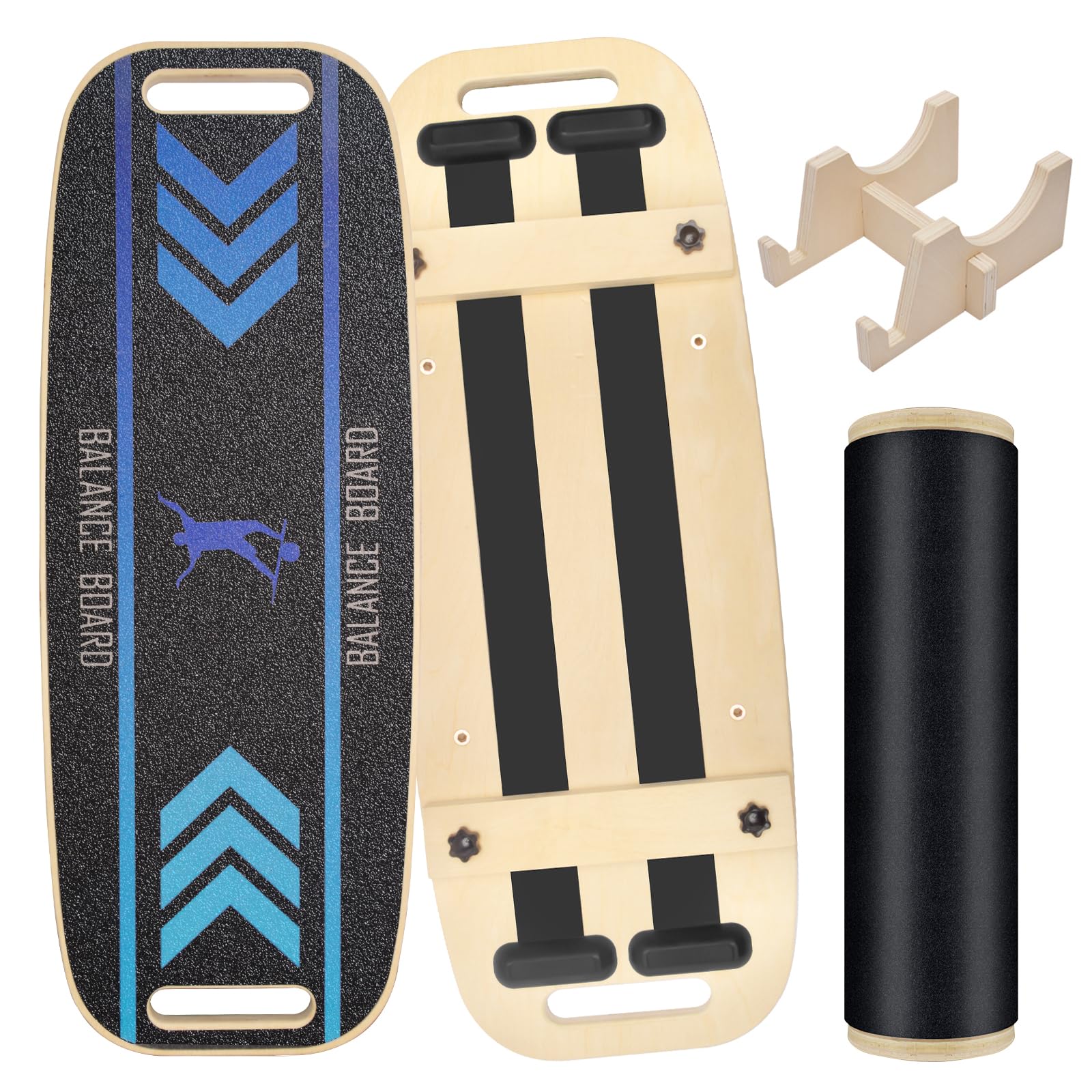 Diesisa Balance Board: Tavola Da Surf Wobble Board - Set di Balance Board in legno con rullo antiscivolo e supporto - Balance Trainer per allenamento di surf, fitness, riabilitazione e coordinazione