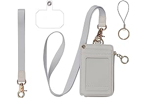 2-in-1 Off White Clear Keychain Wallet with Clear Window and Phone Pocket