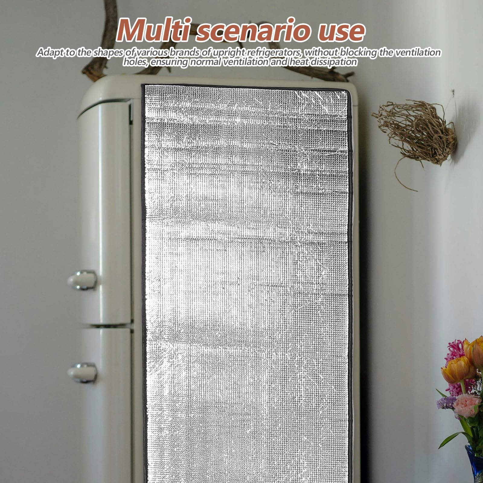 Kühlschrankabdeckung: Wärmedämmplatte – Sonnenschutzabdeckung aus Aluminiumfolie – Schutz für Kühlschränke/Gefrierschränke, Getränkeschränke, 170 x 51 cm