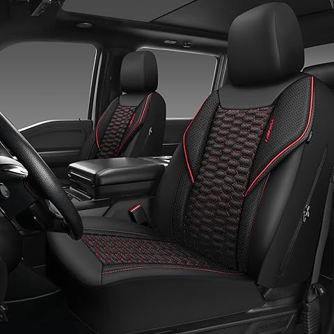 CAR PASS 3D Foam Mesh Leather Car Seat Covers Front Seats, Air Cool Mesh Front Seat Covers for Car, Universal Fit for SUV Truck Sedan Automotive, Armrest Airbag Compatible,Black and Red
