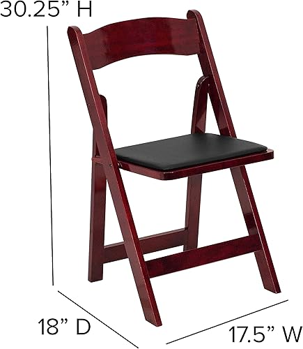Miniatura 43 de HERCULES™ silla plegable de madera blanca, con asiento acolchado, Vinilo, Mahogany Mahogany,Negro -,Fruitwood,Natural,Blanco