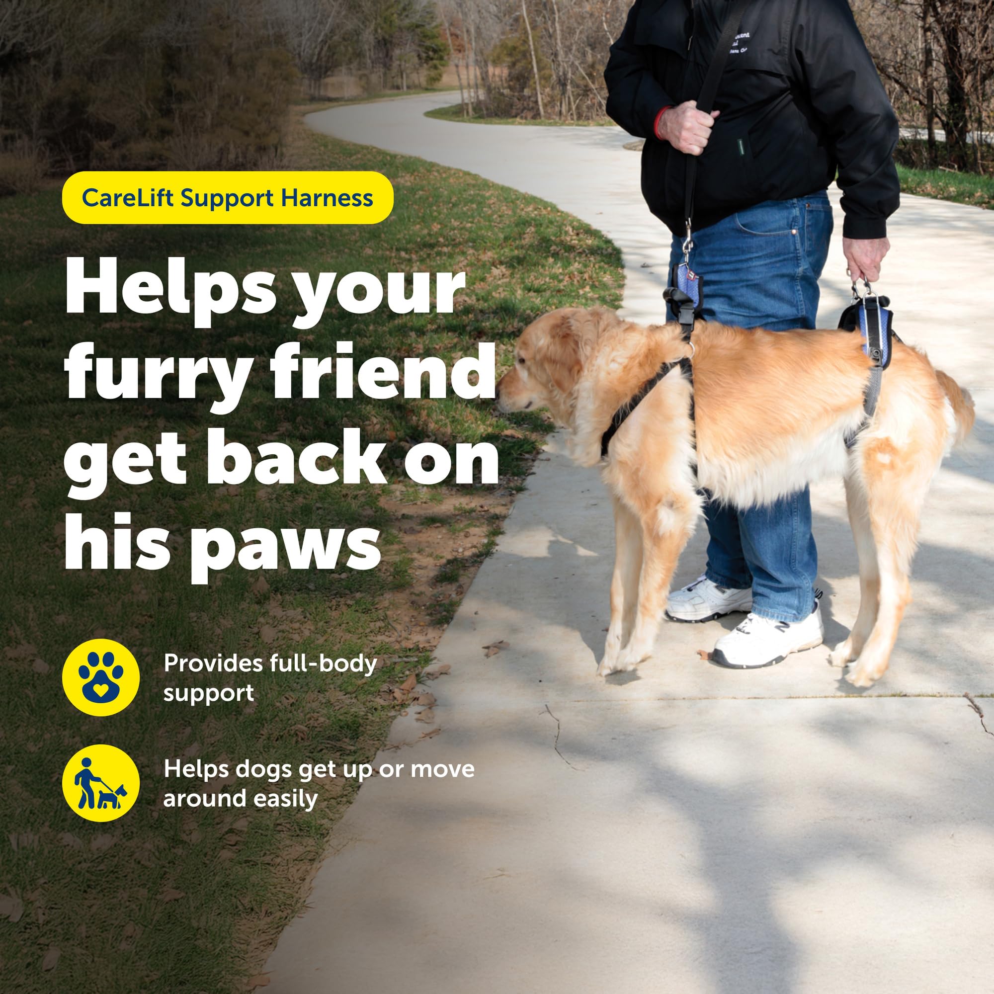 PetSafe CareLift - Arnés de Apoyo para Levantar el Cuerpo Completo con asa y Correa para el Hombro, Ideal para la Movilidad de Mascotas y Perros Mayores, Material cómodo y Transpirable, fácil de