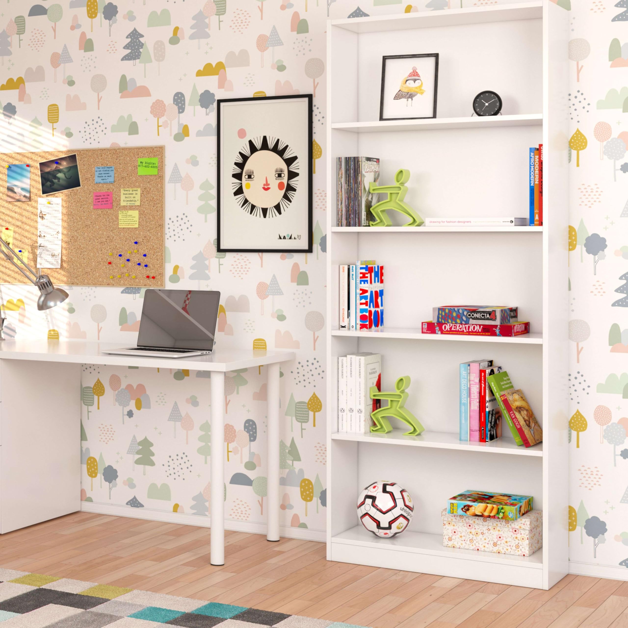 Habitdesign Magnolia B03 Libreria, Bianco, 80 x 28 x 201