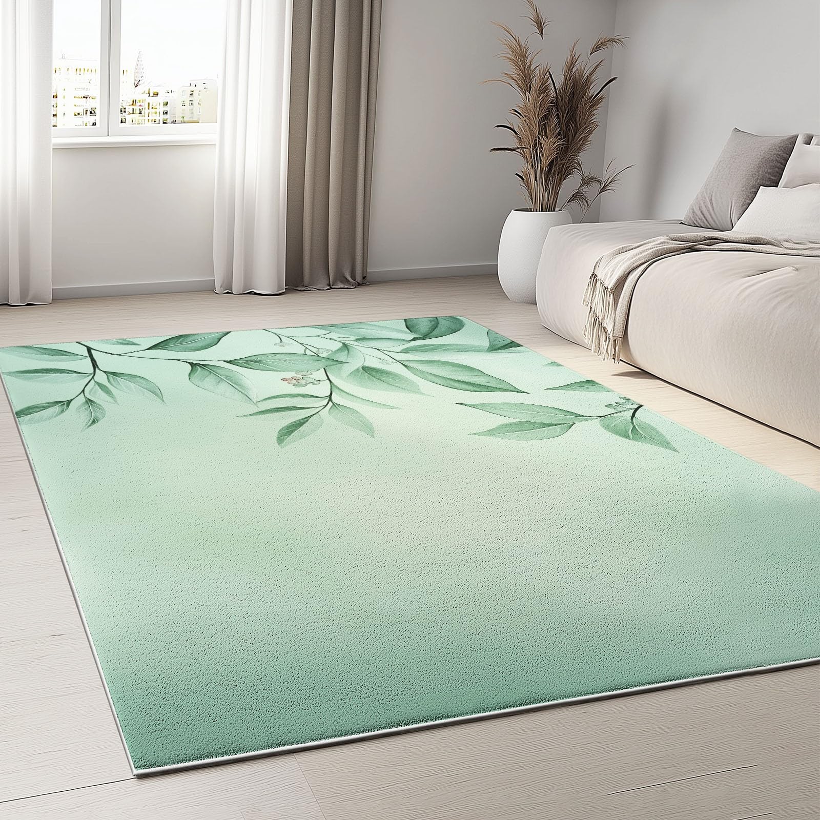 Tappeto Salotto Moderno Vitigni di foglie disegnati a mano Tapeto a Pelo Corto Poliestere Antiscivolo Lavabile blu - per Corridoio Cucina Tavolino Da Salotto Bagno- 180 x 240 cm