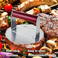 Vista 3 de Prensa de hamburguesas de acero inoxidable, prensa de hamburguesas, prensa de carne resistente, prensa de tocino de 8 pulgadas y trituradora