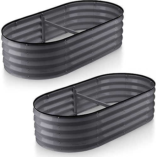 Galvanized Raised Garden Beds Outdoor // 4×2×1 ft (2-Pack) Planter Raised Beds for Gardening, Vegetables, Flowers // Large Metal Garden Box (Gray) // Patent Pending Tool-Free Assembly