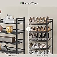 Vista 5 de Shoe Rack, Long Shoe Organizer,Max Holds 75 Pairs,12 Tier Metal Shoe Storage Shelf,6-Tier Stackable Shoes Organizer for Garage, Entryway,Black
