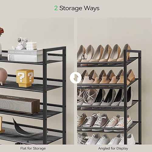 Miniatura 5 de Zapatero, organizador largo de zapatos, capacidad máxima para 75 pares, estante de almacenamiento de zapatos de metal de 12 niveles, organizador de