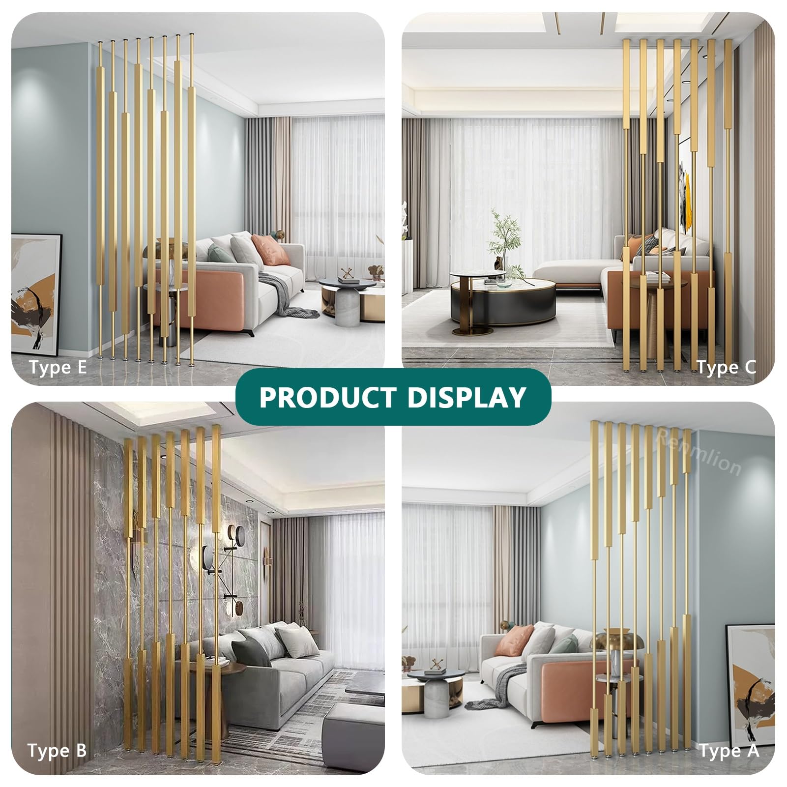 7 separadores de habitación de metal de 112 pulgadas de alto, paneles de división de techo a suelo para decoración de oficina y sala de estar, elegantes separadores de espacio (D 285 cm)