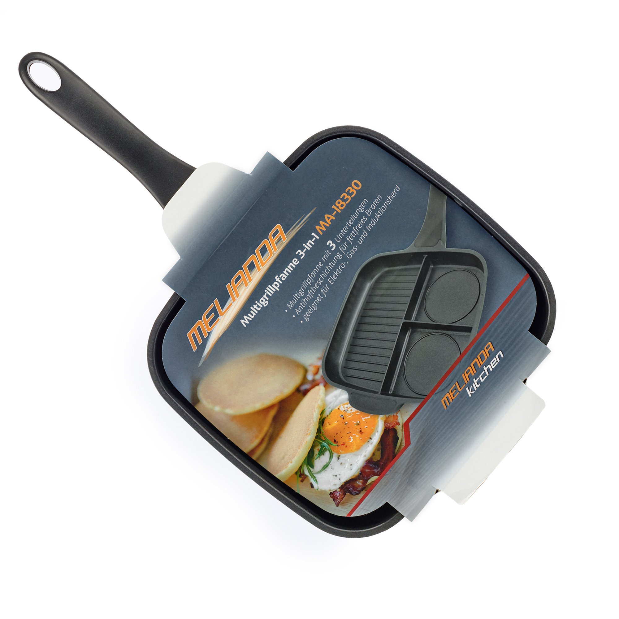 MA-18330 - Bistecchiera multiuso 3 in 1, in alluminio pressofuso, 46,5 x 26,5 x 6,5 cm