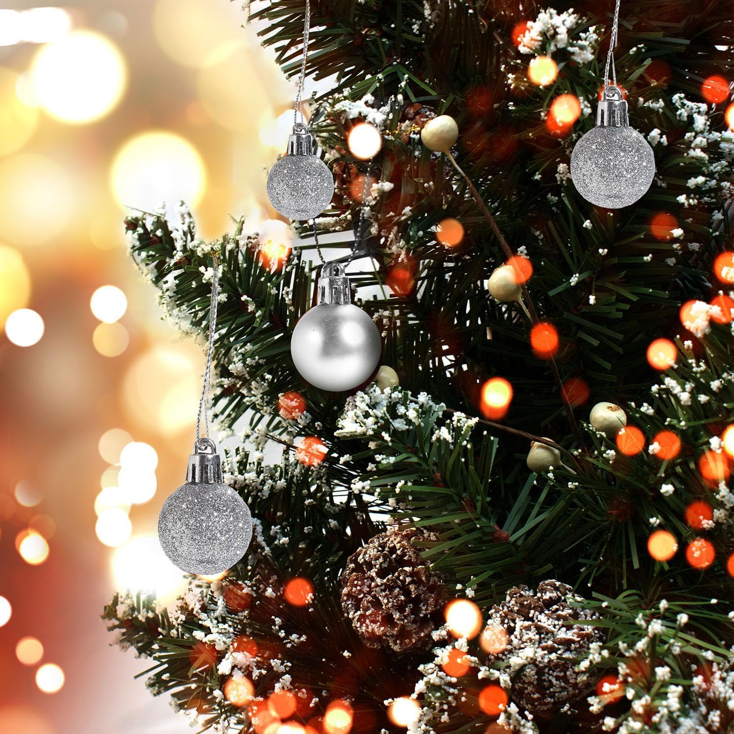 Blue Christmas Ball Ornaments - 24 Pcs -15