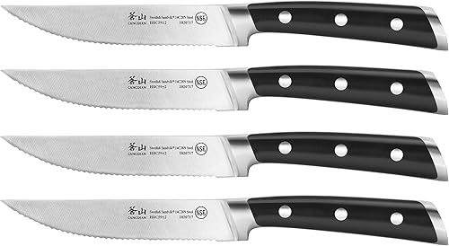 Cangshan TS Series 1020724 Juego de cuchillos para carne de acero forjado 14C28N sueco de 4 piezas