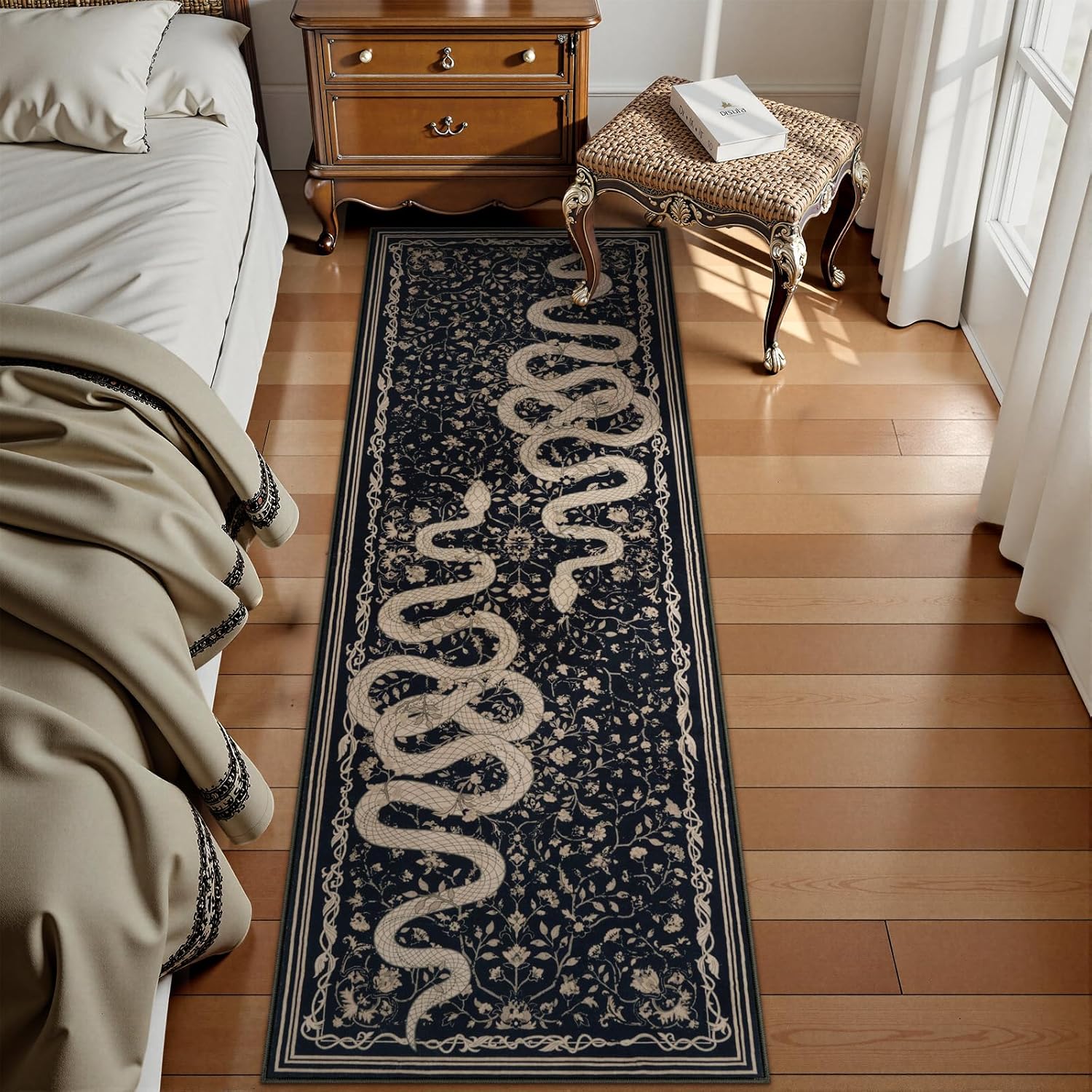 LIVEBOX Washable Runner Rug, 2x6 Runner Rugs for Hallway, Non-Slip Kitchen Runners, Soft Low Pile Non-Shedding Carpet for Kitchen, Hallways, Entryway, Bedroom, Bathroom(Black)