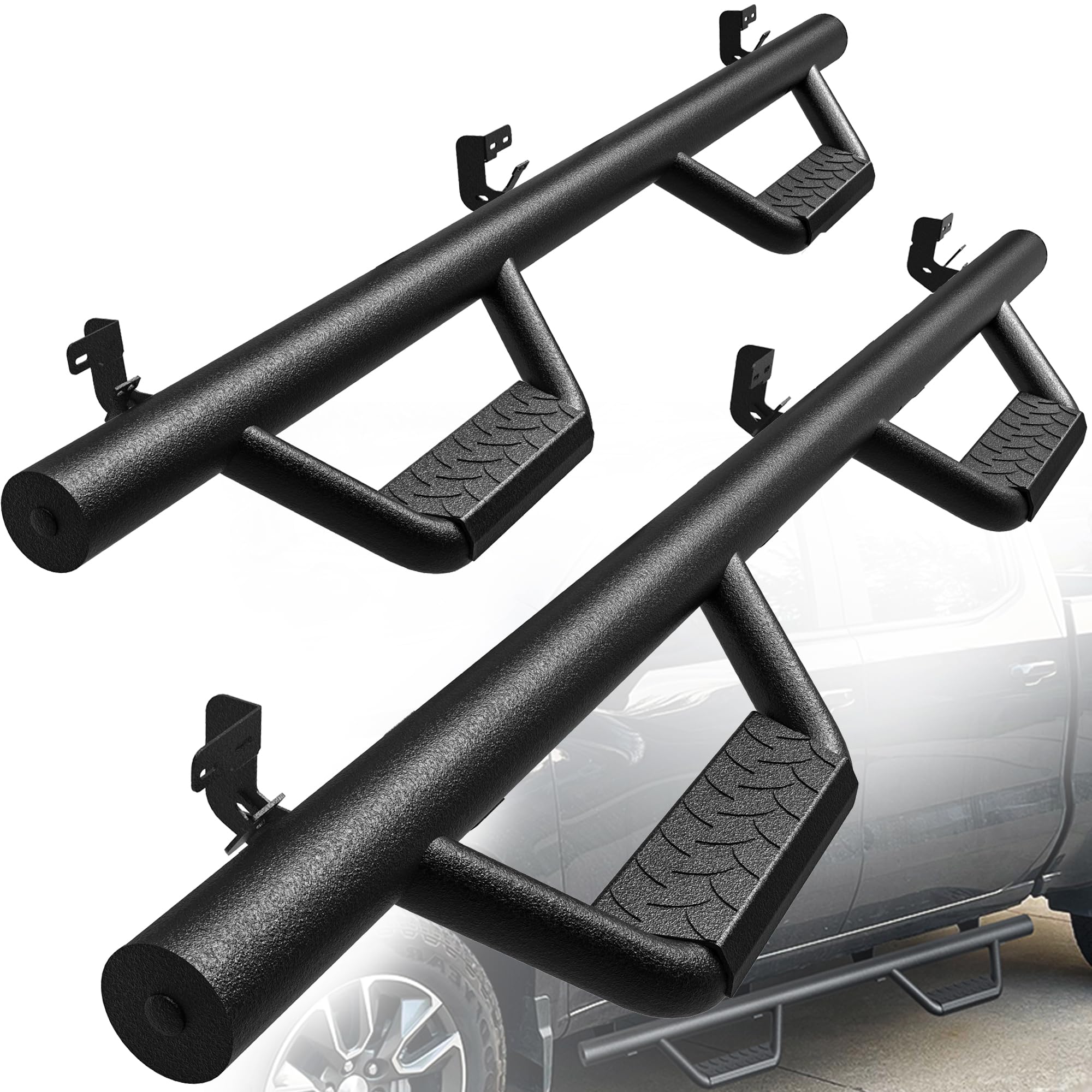 YITAMOTOR Drop Running Boards Compatible with 2009-2018 Dodge Ram 1500 Crew Cab, 2019-2024 1500 Classic, 2010-2024 Ram 2500/3500 Side Steps Textured Black Nerf Bars