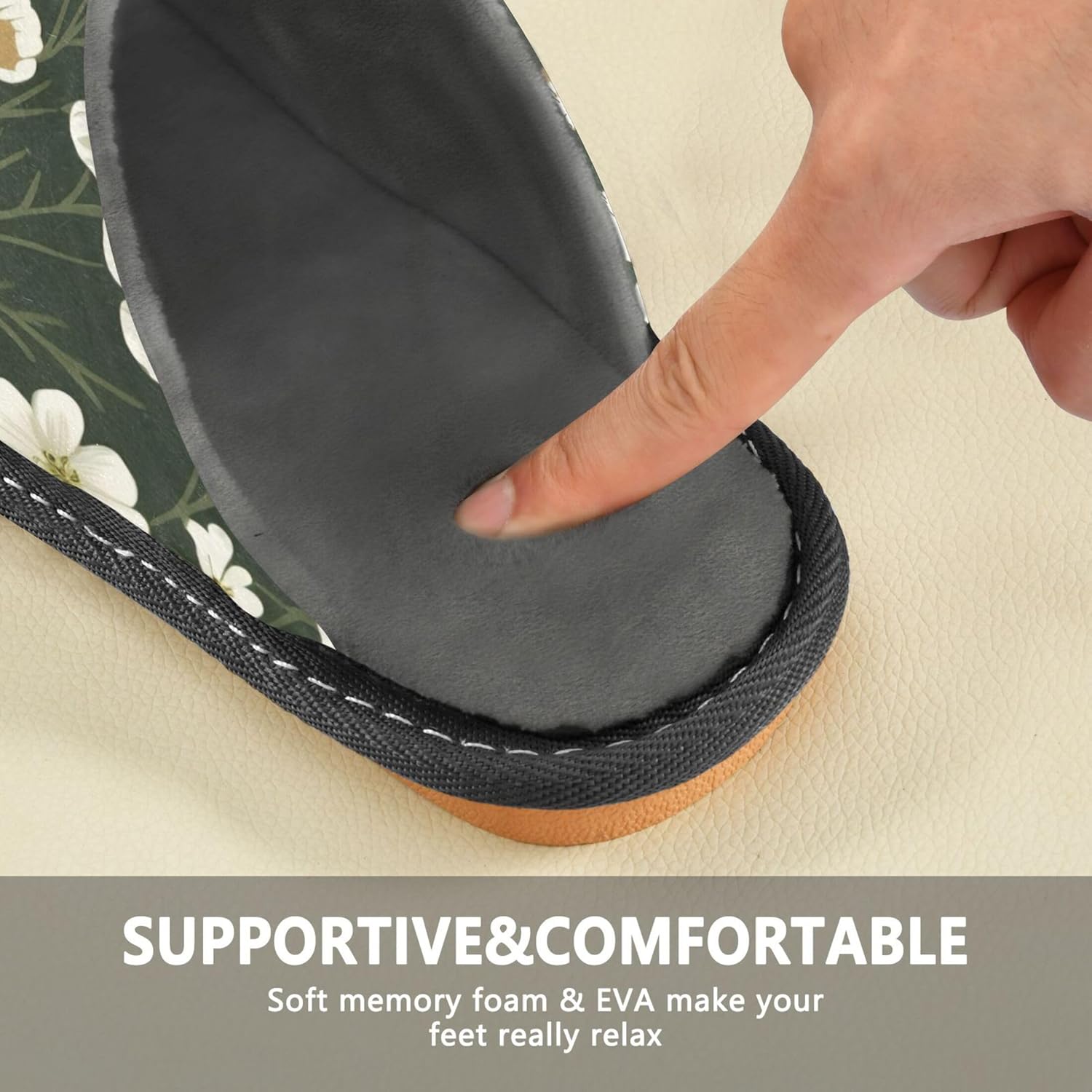 Flowers House Slippers – Cozy Fuzzy Slippers for Guests, Washable & Disposable, Perfect for Shoeless Home, Spa & Hotel Use A111554