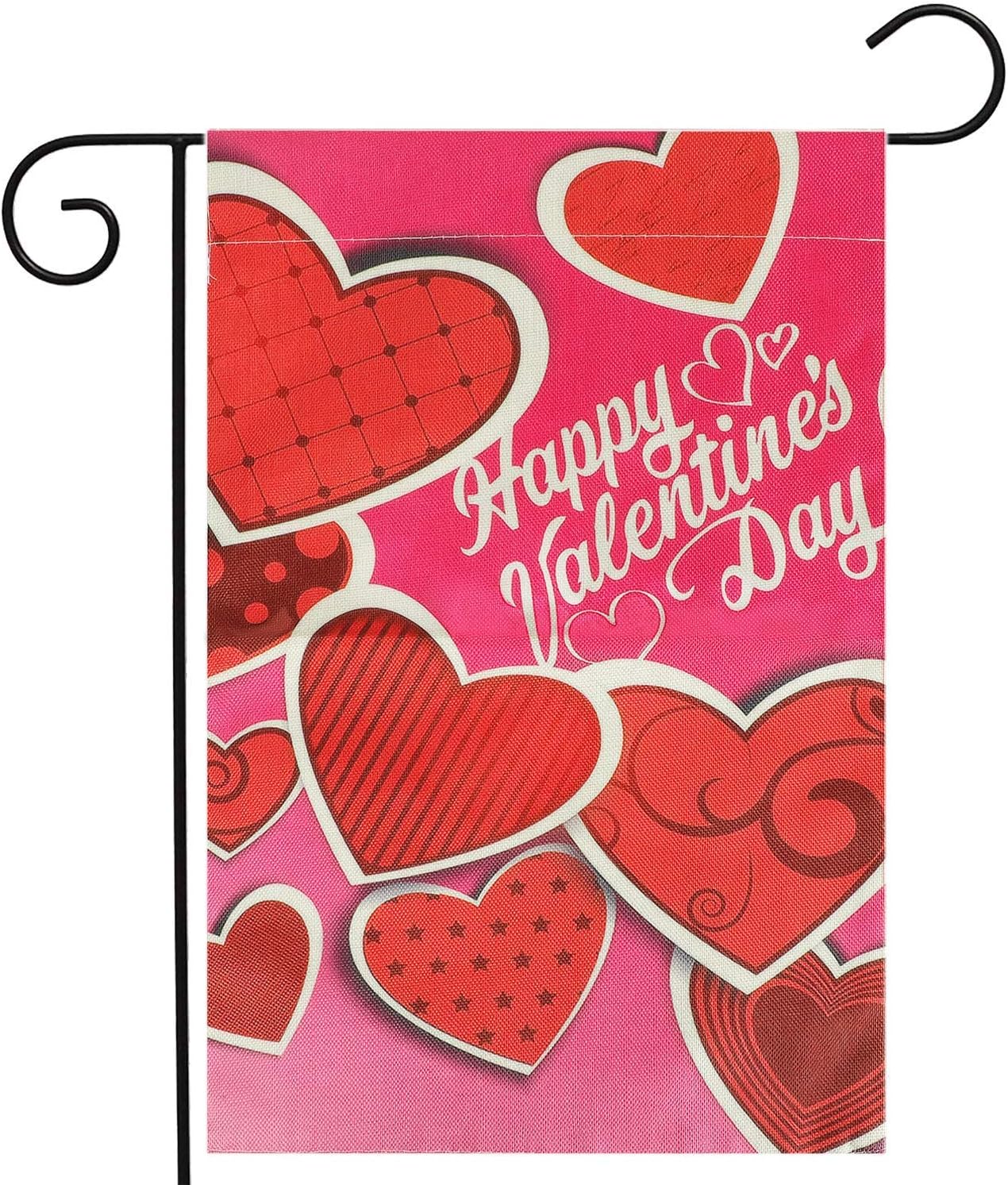 KissDate Double Sided Happy Valentine's Day Garden Flag, Perfect for Indoor Outdoor Garden Yard Decoration (12" x 18")