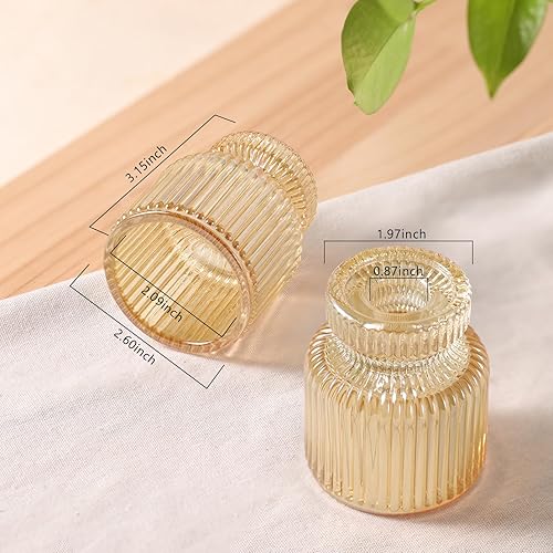 Miniatura 2 de DARJEN 6 portavelas dorados, portavelas de cristal, candelabros votivos para centros de mesa, bodas, cenas, hogar, regalos