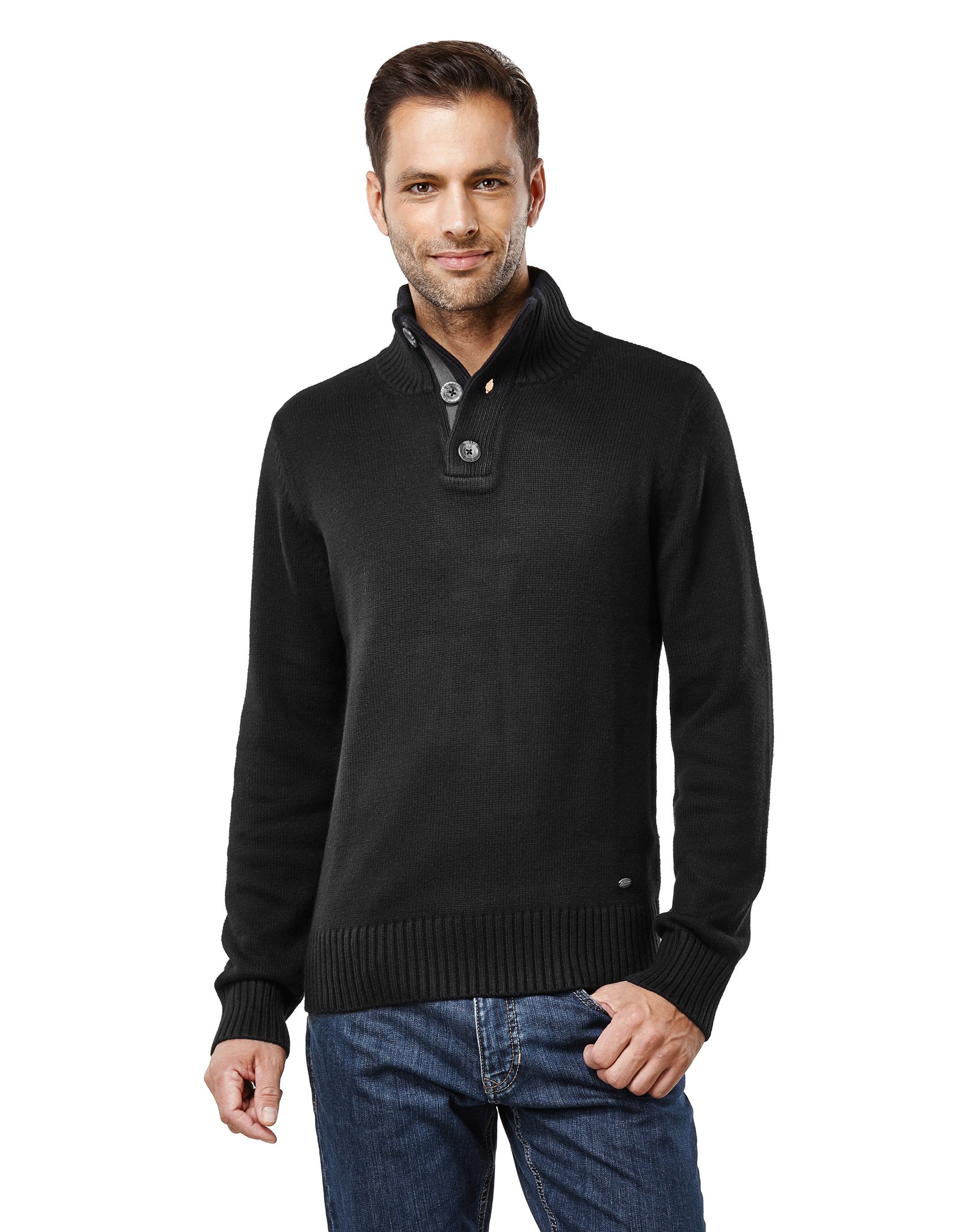 Vincenzo Boretti Pull-Over tricoté pour Homme, Coupe étroite, Manche-Longue, à col châle, en Grosse Maille, Chic et Chaud pour l'hiver et l'automne, uni