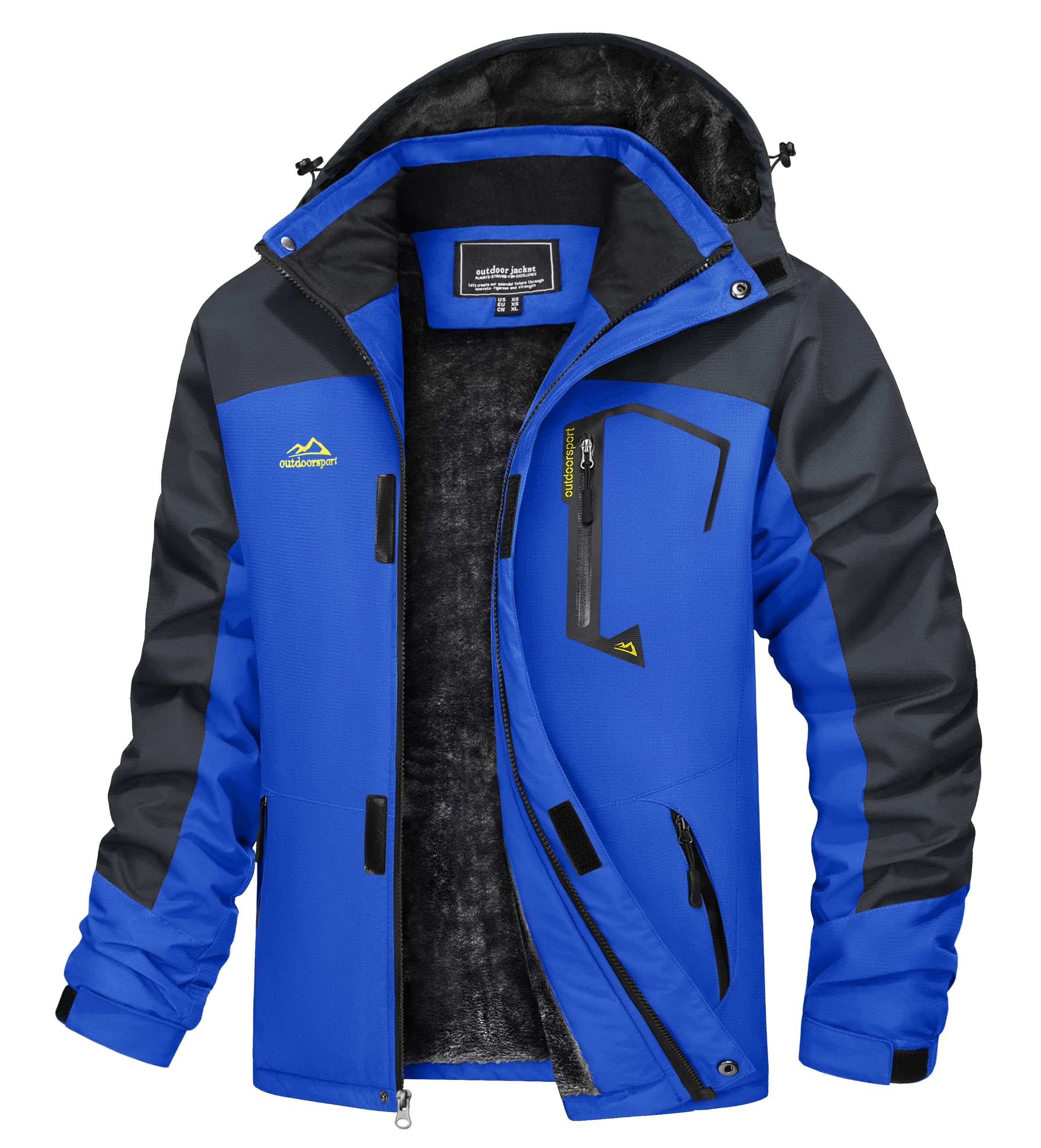 TACVASEN Herren Winter Wasserdichte Winddichte Winterjacke Warme Fleece-Futter Ski Regenmantel mit Kapuze