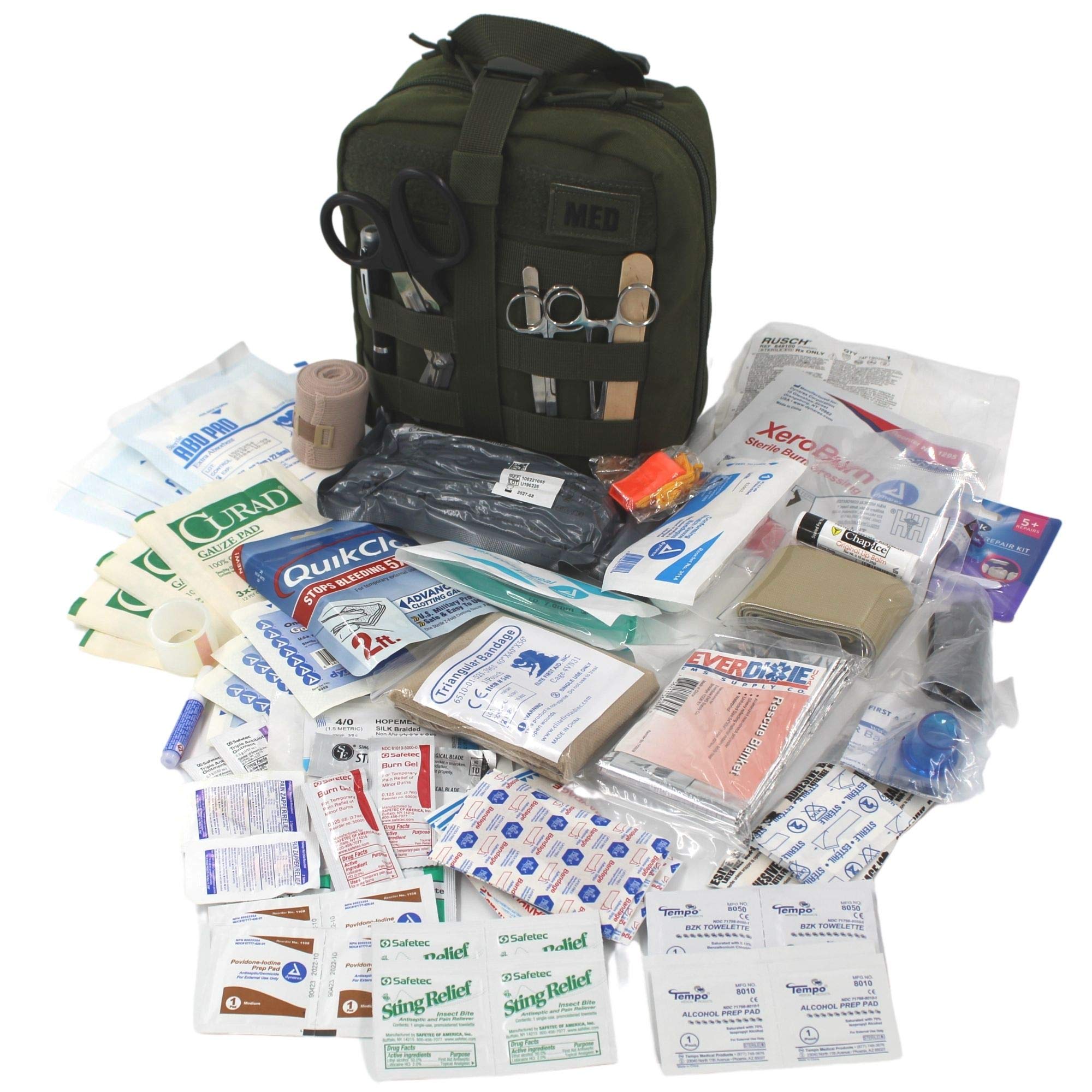 Luminary Advanced IFAK Stocked MOLLE Rip-Away Trauma Hemorrhage Control First Aid Kit with Headrest Mount Quick Release Panel Emergency Pack (Olive Drab)