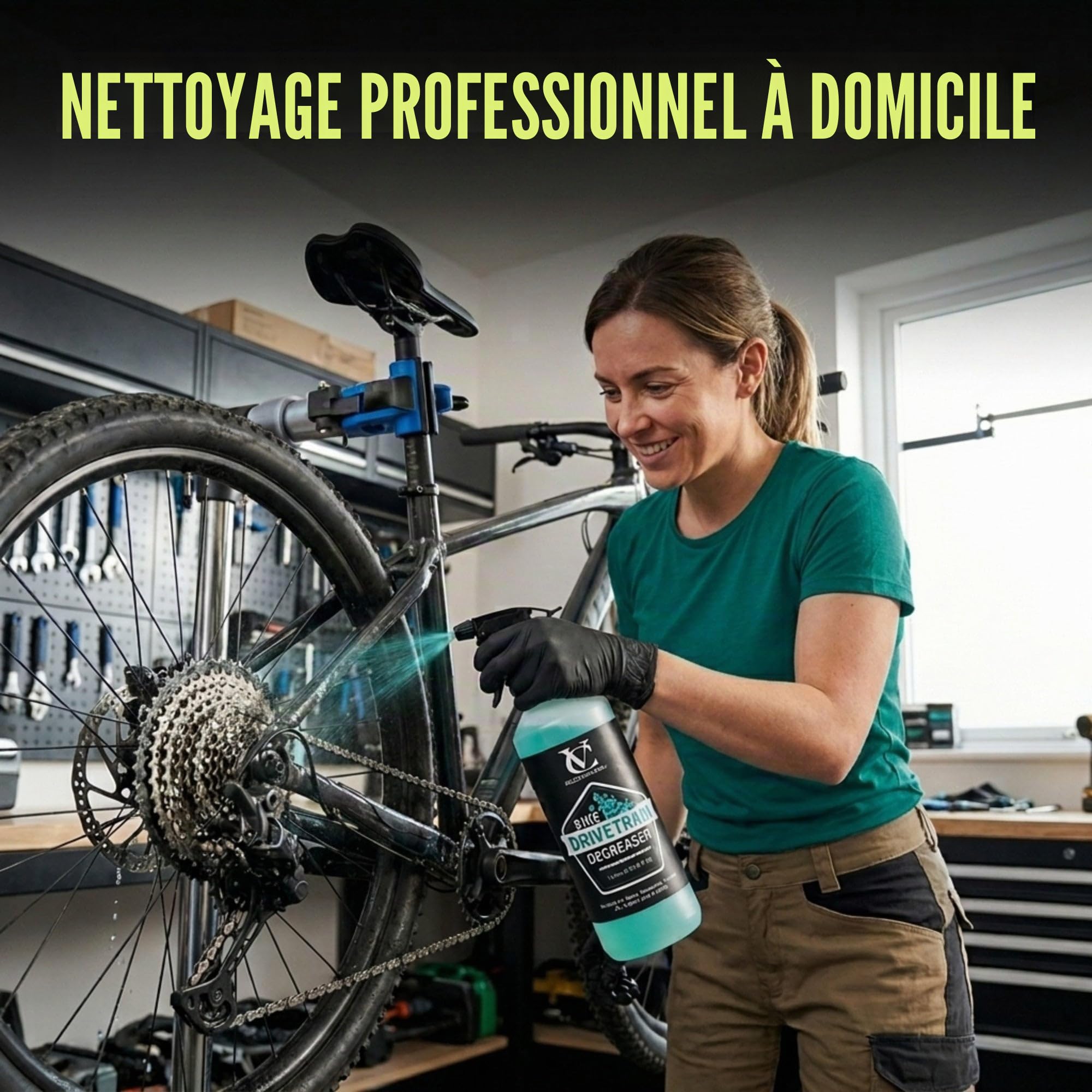 VeloChampion Fahrrad-Kettenreinigungsset – Kette Reinigungswerkzeug, 1L biologisch abbaubarer Antriebsreiniger & 200 ml Allwetter-Kettenöl