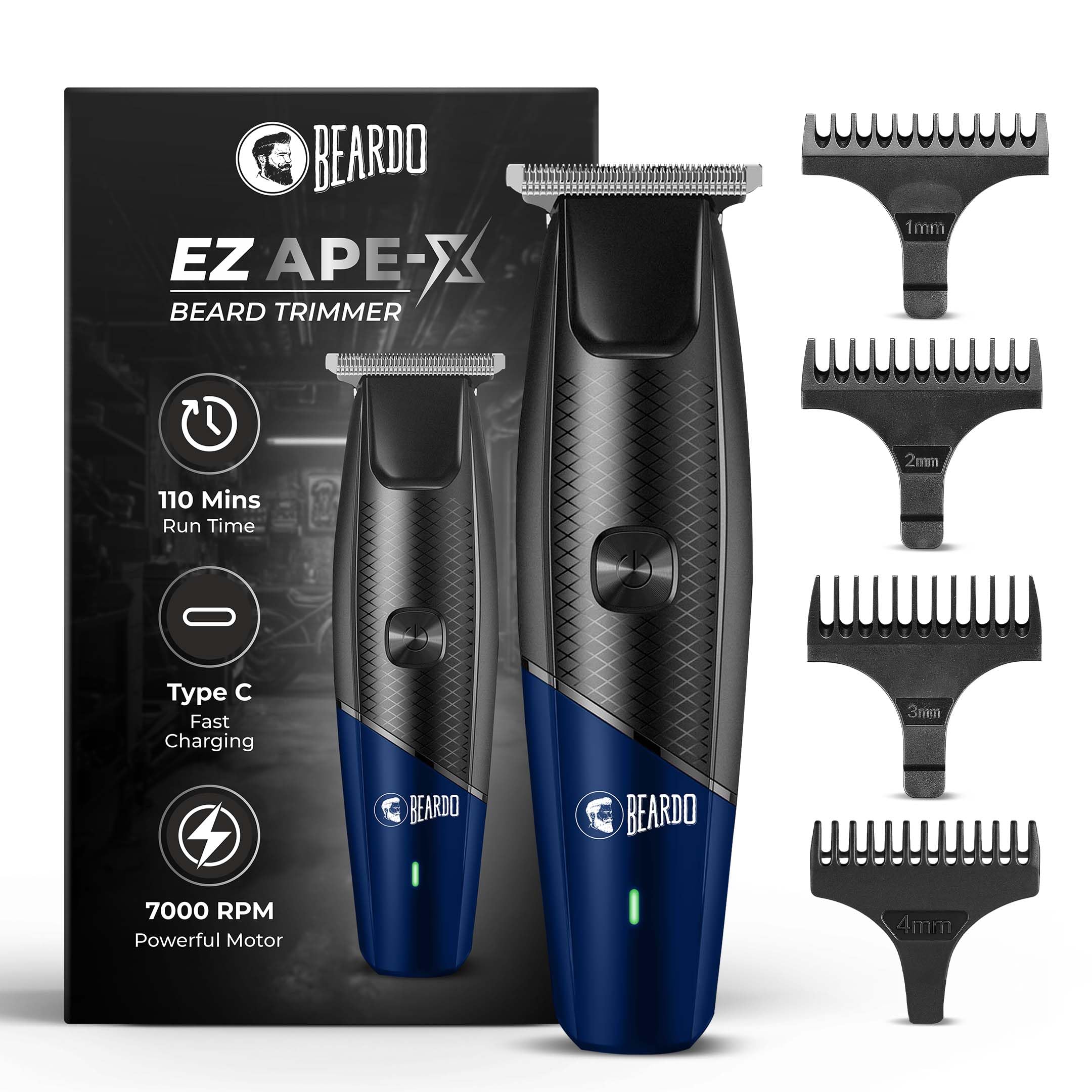 BEARDO EZ Ape-X Beard Trimmer for Men | Trimmer for Gen Z | 110 Mins Runtime | 7000 RPM Powerful Motor | Multiple Length Settings | Durable Trimmer-image-35