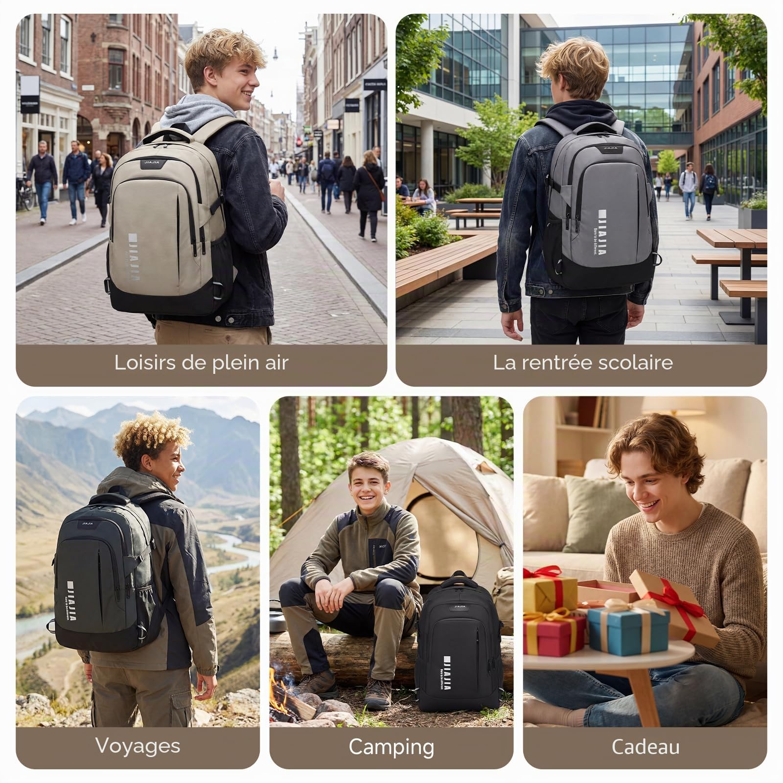 Amythe Cartable Garçon Collège Lycée - Grand Sac à Dos École 27L Ergonomique pour Ordinateur 15.6" - Sac à Dos Loisir Imperméable pour Adolescent et Hommes -Noir