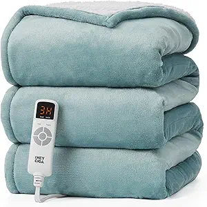 EHEYCIGA Heated Throw - Heating Blanket with 9 Levels & 10 Hr Auto Off, Soft Cozy Sherpa Blanket, 50 x 60 Inches