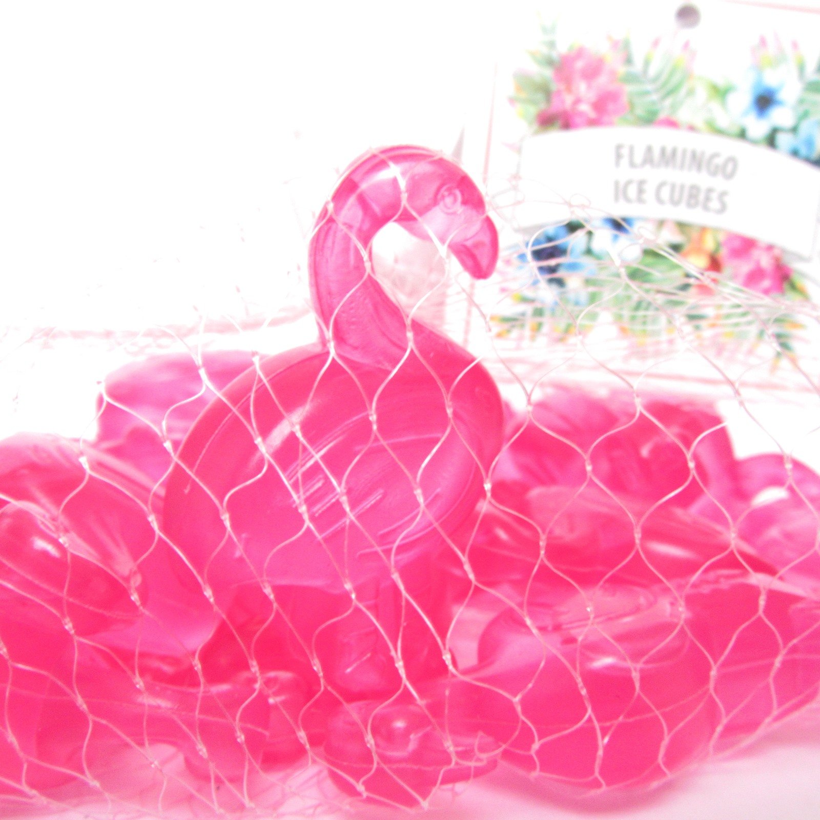 18 x Pink Flamingo Shaped Reusable Plastic Ice Cubes