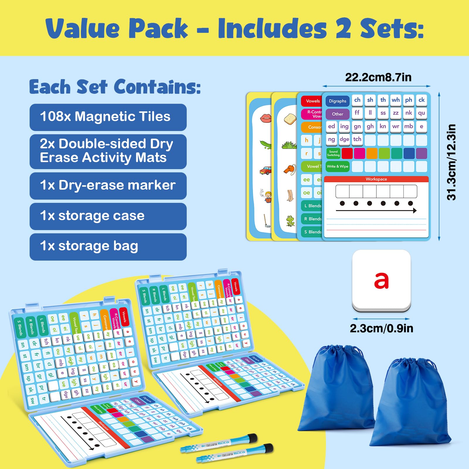 Amazon.com: Aizweb 2 Pack Phonics Letter Tiles Set,All-in-one