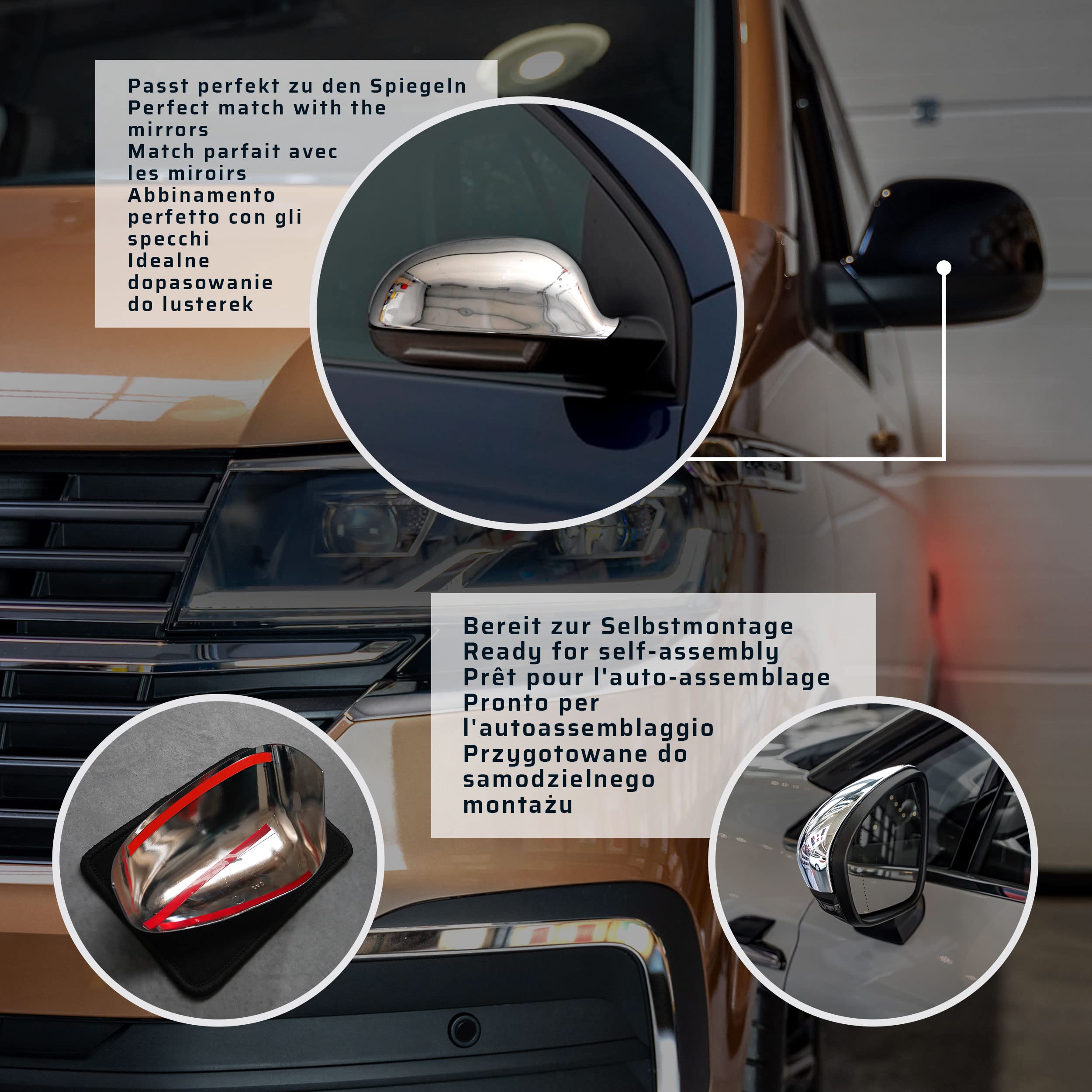 CHROMEMASTER | Nakładki na Lusterka Zewnętrzne | Kompatybilne z VW EOS 1F7/1F8 Cabriolet 2006-2011 | Stal nierdzewna; Osłony Lusterek to Niepowtarzalny Wygląd Auta i Ochrona Przed Uszkodzeniem