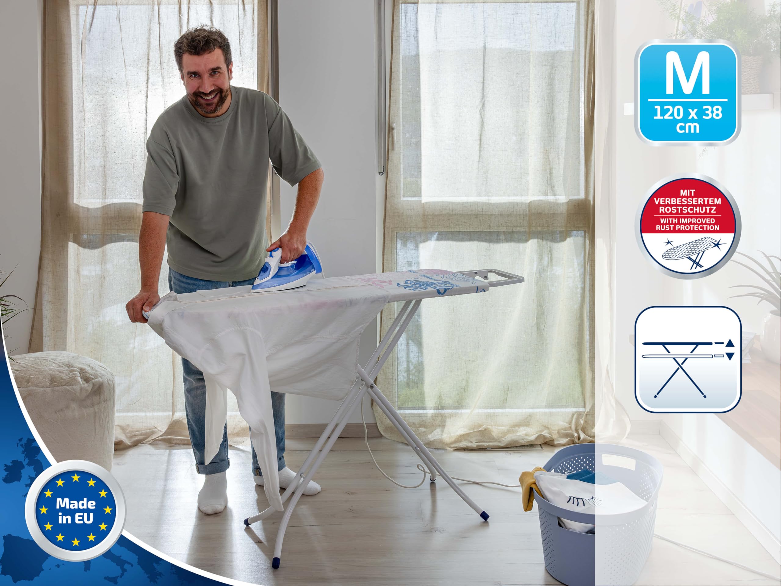 Leifheit Classic M Senza Elettronica Asse Da Stiro, Bianco, 53 x 48 x 142 cm