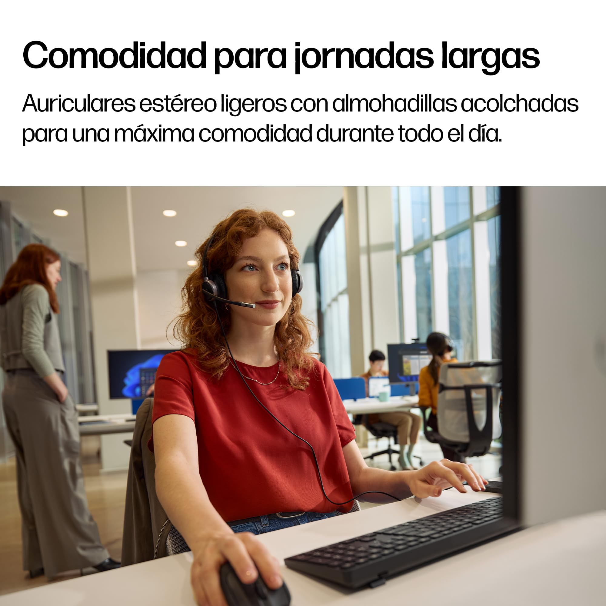 HP Poly Mission 620 Auricular USB-C Estéreo Profesional para Uso Diario Intensivo, Micrófono con Cancelación de Ruido con IA, Indicador de Llamada en Uso, Comodidad Todo el Día, PC y Mac
