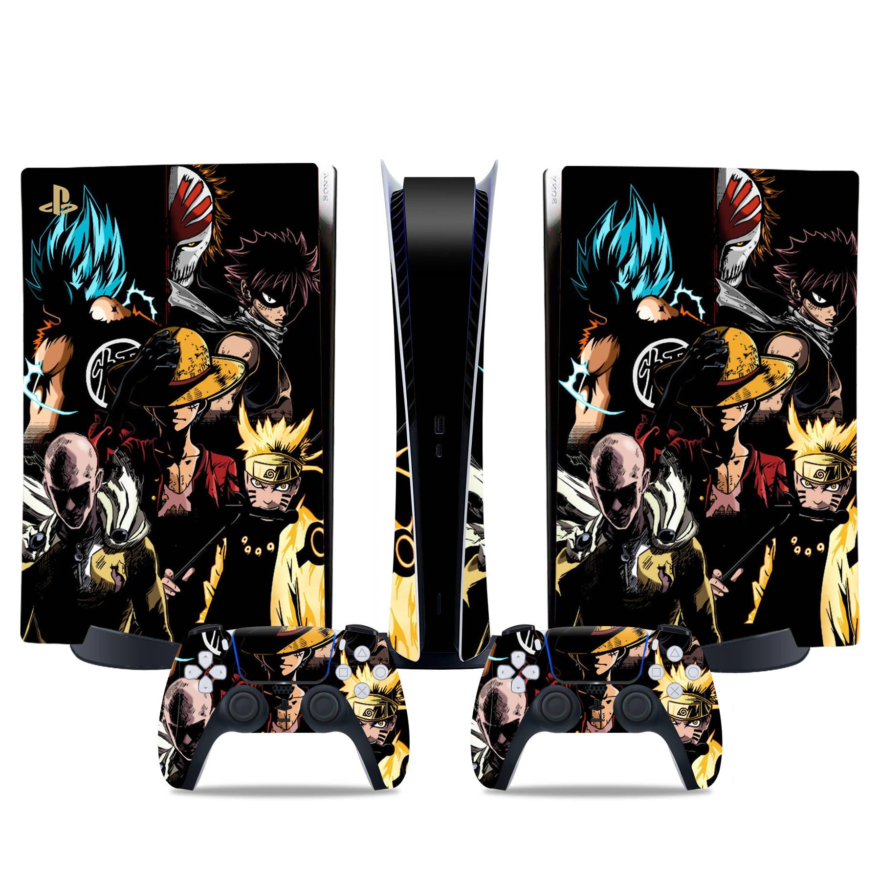 MaD Vision® Kit de Skins Extra-résistants pour PlayStation 5 (PS5) Digital | Ensemble de Stickers vinyles Mats pour Console et 2 manettes – pour Anime Design