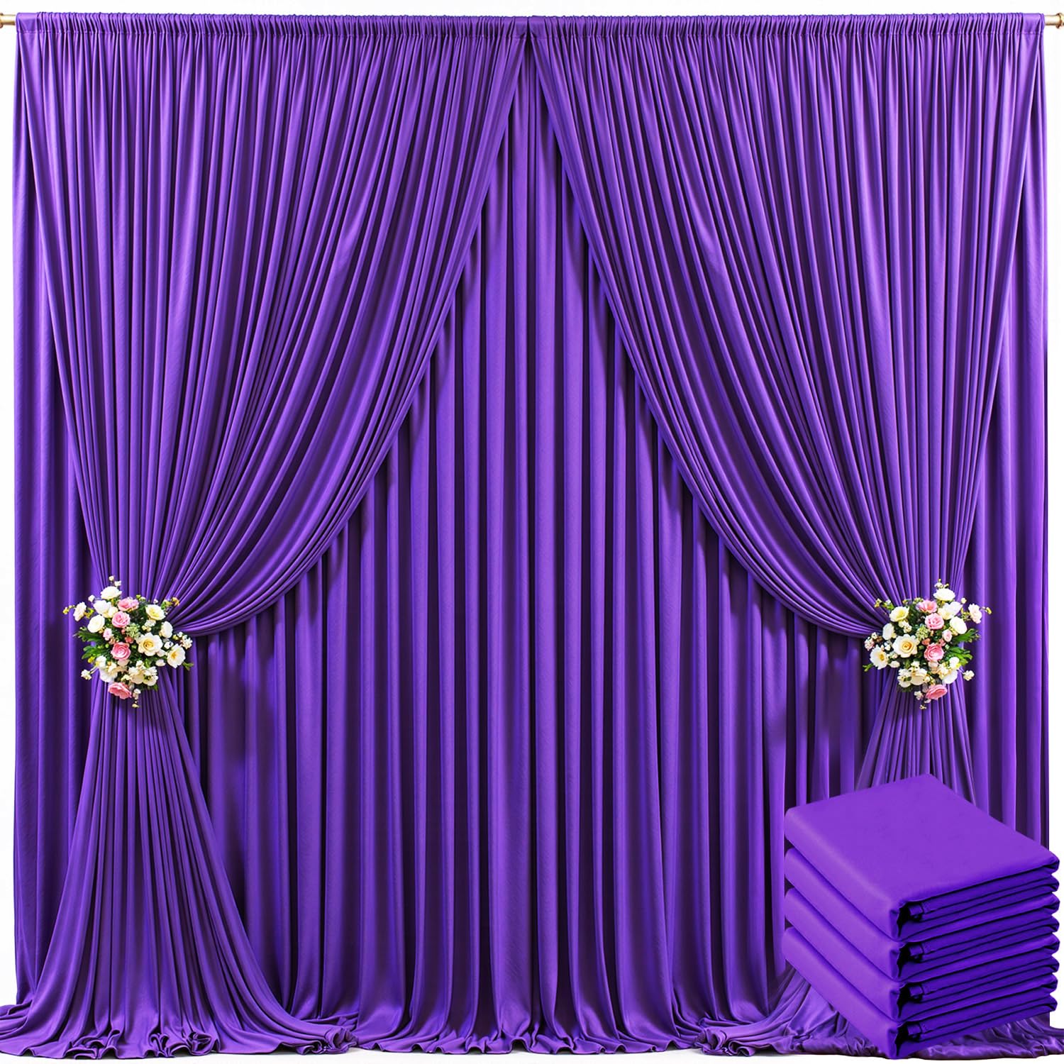 10x10 Champagne Backdrop Curtain for Parties Wedding Baby Shower Wrinkle Free Photo Curtains Backdrop Drapes Fabric Decoration for Bridal Shower 5ft x 10ft,2 Panels — view 39