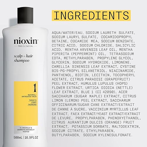 Miniatura 9 de Nioxin System 1 Champú limpiador cabello natural con adelgazamiento ligero 169 onzas líquidas