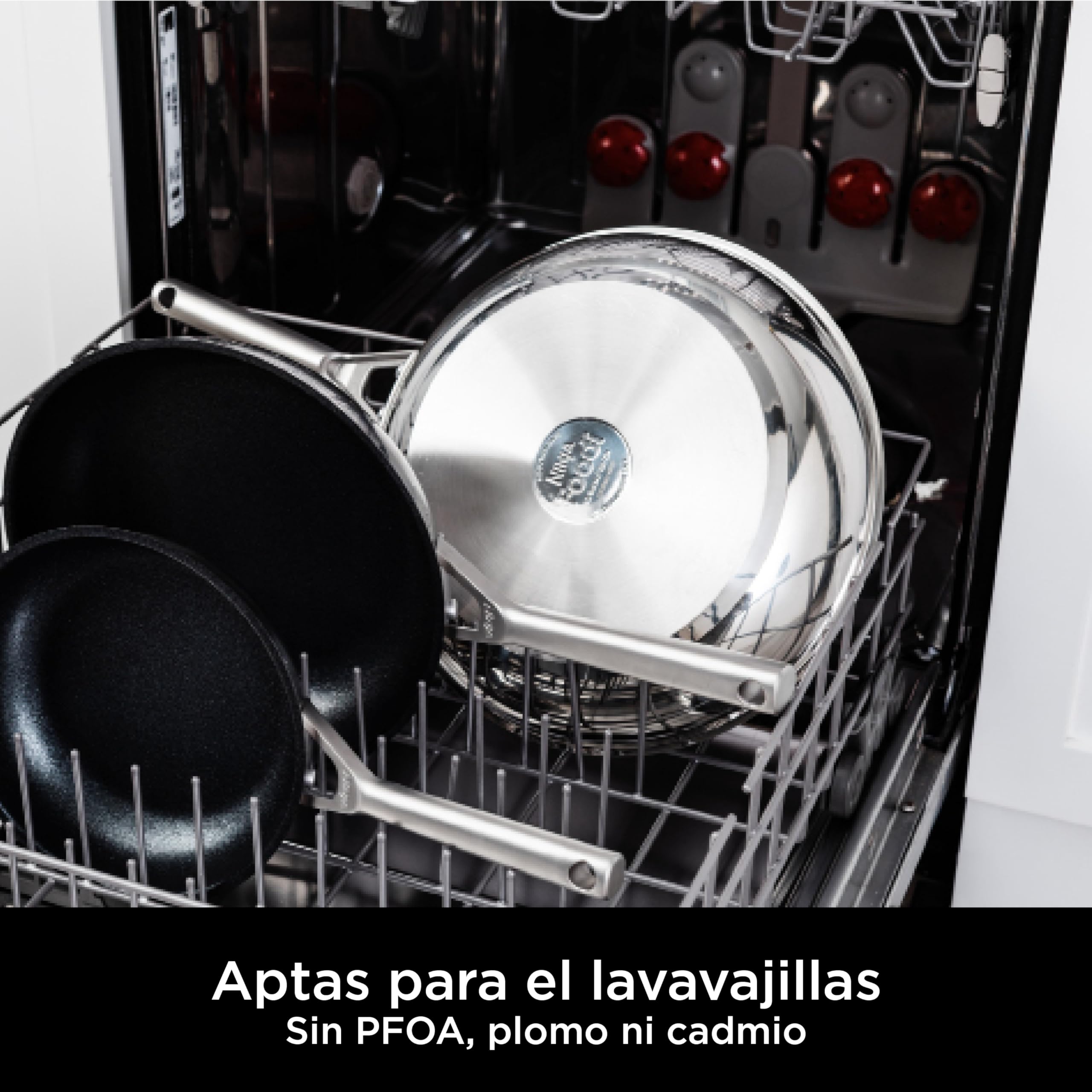 Ninja Foodi ZEROSTICK Juego de 3 cacerolas de 16, 18 y 20 cm, con tapa de vidrio templado, antiadherentes y en acero Inoxidable, aptas para inducción, lavavajillas y horno hasta 260 °C, C63000EU