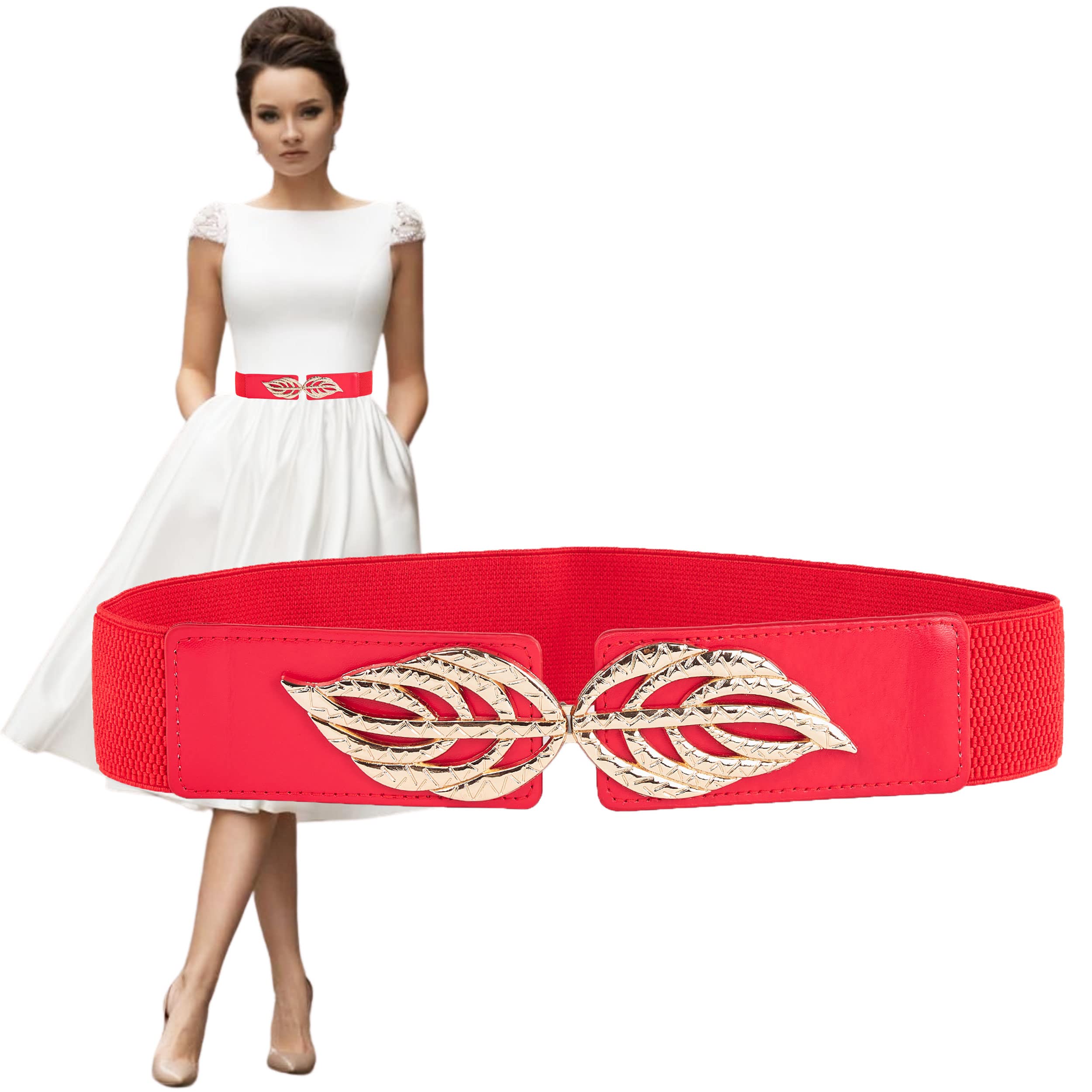 redhorns Elastic Fabric Waist Belt for Women Dresses Floral Design Stretchy Ladies Belt for Saree Girls Jeans - Free Size (LD79)-picture-18
