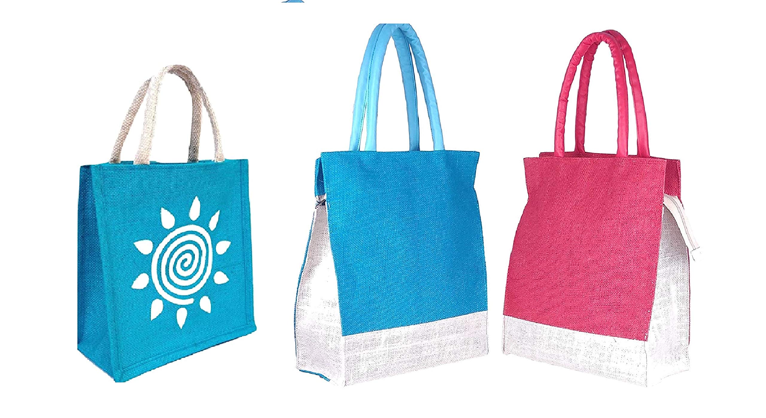 Goodwill Handicraft Women Jute Lunch Bags(Combo of 3,Multicolour,fab-11)