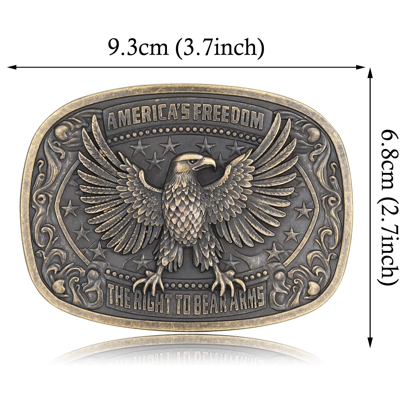 HUABOLA CALYN Belt Buckles for men women American Freedom and American Flag Eagle Belt Buckles Western Cowboy Cowgirl Buckle 4th of July Accessories (Bronze)
