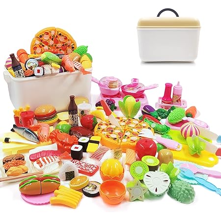 Amazon Jecimco 76点 おままごと キッチン セット子供 知育玩具 Diy 寿司 海鮮 野菜 果物 ハンバーグ コンロ ままごと用調理器具 付け 親子遊び キッチン おもちゃ プレゼント 男の子 女の子 ままごと ごっこ遊び セット おもちゃ