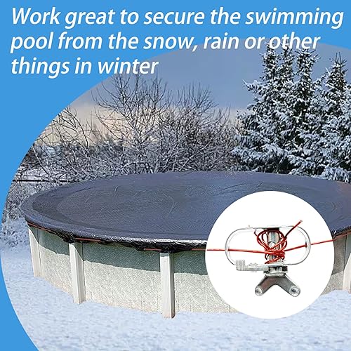 Miniatura 7 de Cable de cubierta de piscina y cabrestante – Cable de cubierta de piscina de 100 pies y trinquete de aluminio con resorte para asegurar cubiertas de