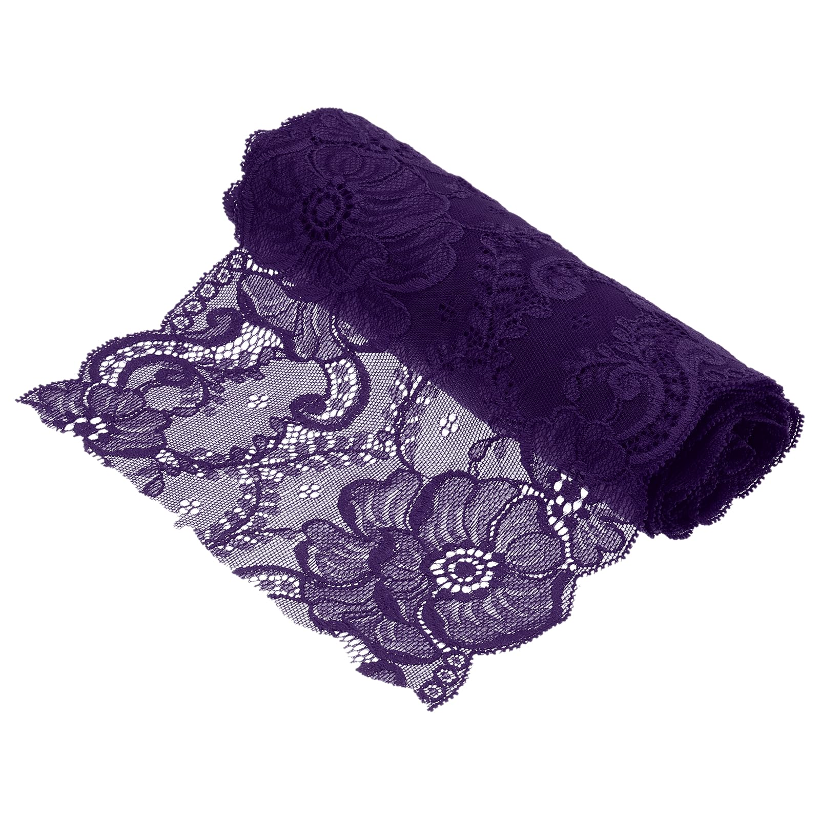 sourcing map 7.1 Inch Wide 2 Yard Lace Ribbon Floral Pattern Purple Lace Trim Ribbon for DIY Crafts, Gift Wrapping, Bouquets, Wedding Decor, and Sewing Making
